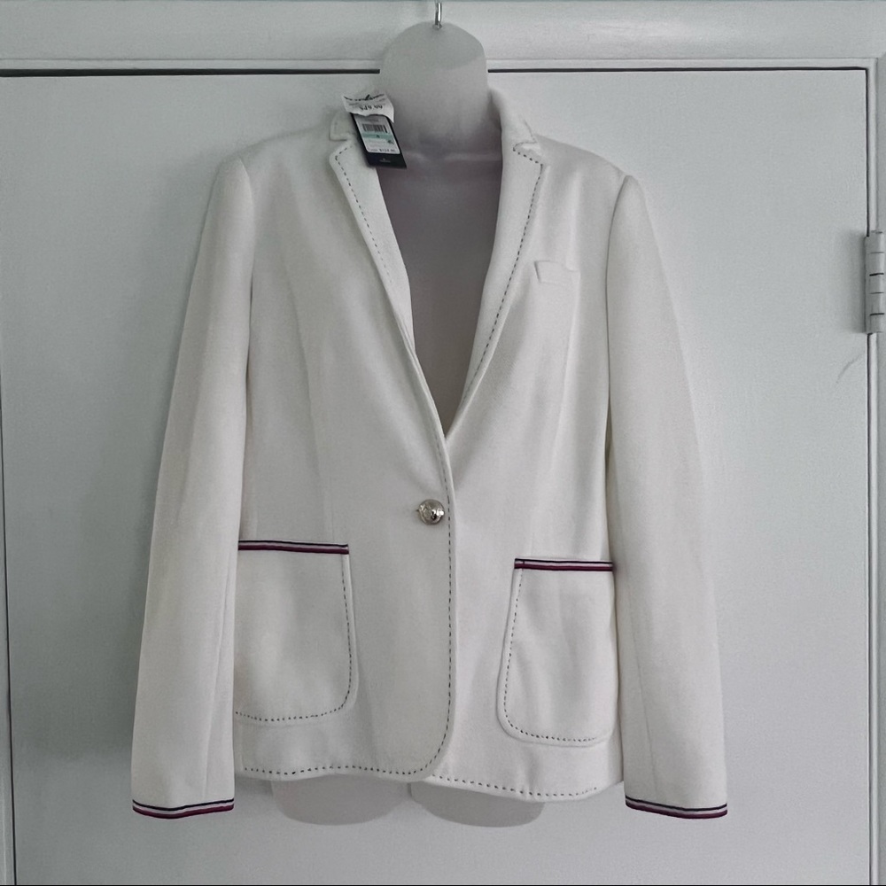 NWT NEW Tommy Hilfiger Blazer Jacket Stripe White Red Blue Navy 8 Medium